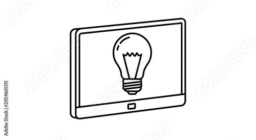 Digital Idea Light Bulb on Screen, Innovation Concept