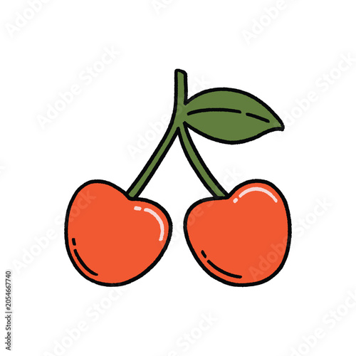Cherry Fruit Illustration for Food Packaging Menu and Healthy Snack Branding
