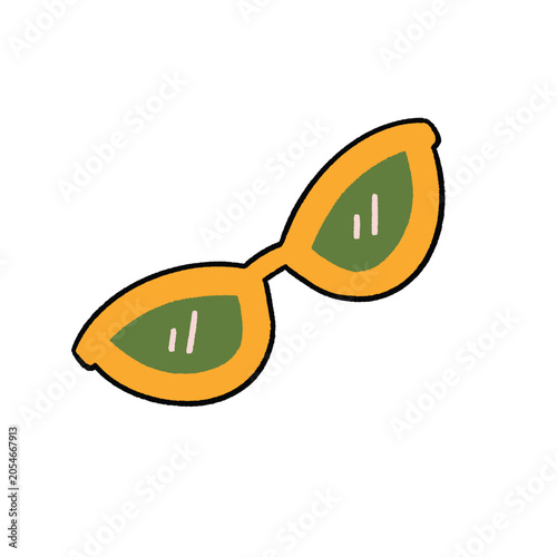 Sunglasses Orange Cat Eye Doodle Icon for Summer Fashion Retro Style and Accessory Design