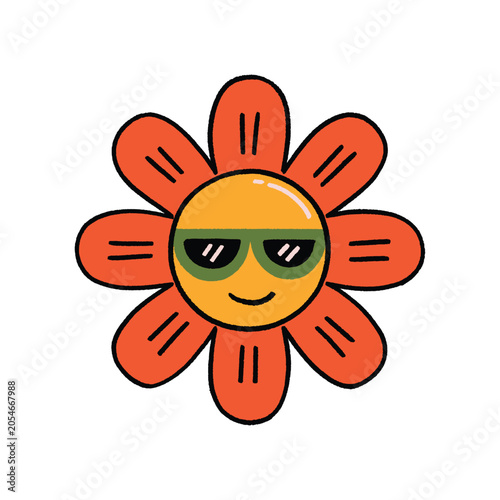 Flower Mascot with Sunglasses for Groovy Summer Branding Design