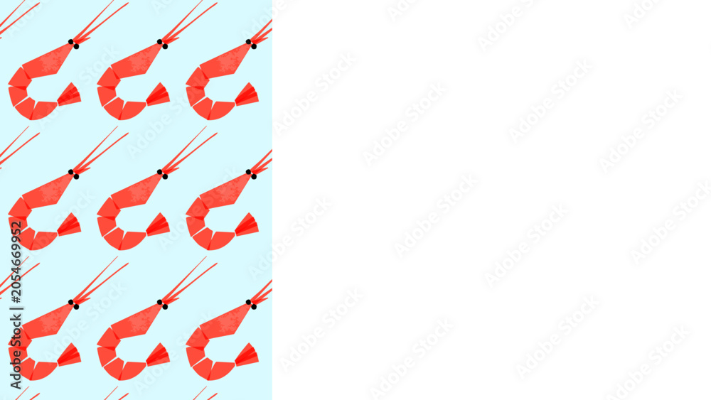 Fototapeta premium Geometric Shrimp Pattern Background with Copy Space