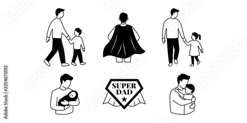 Φωτογραφία Father and Child Silhouette Icons Depicting Parenthood for Father's Day Celebrat
