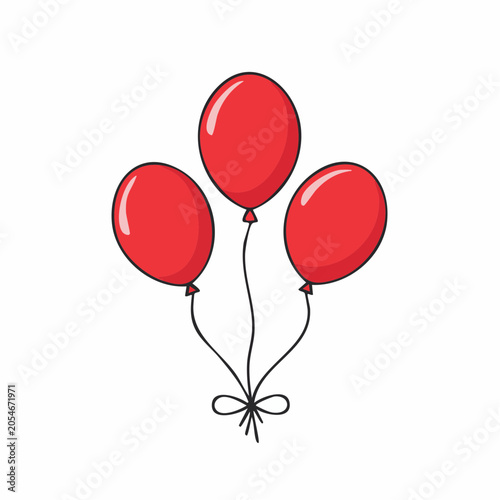 Three Red Balloons Tied with a Bow