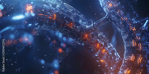 DNA Repair Process Animated in Cyber Style for Genetic Research and Futuristic Molecular Biology Visualization