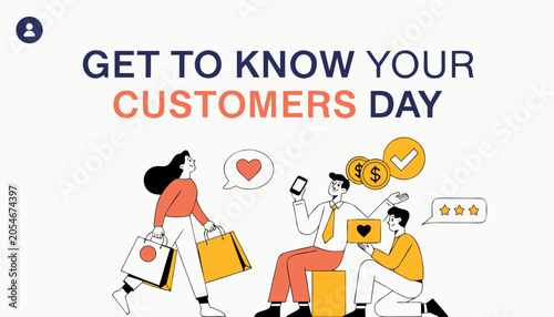 Customer appreciation, Get to know your customers day, Business marketing, Customer service icons