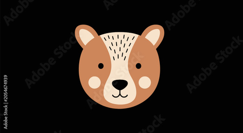 Tableau sur toile Cute brown bear head with friendly face and rosy cheeks