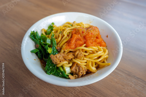 Authentic Mie Ayam Indonesian Chicken Noodle Dish Close Up