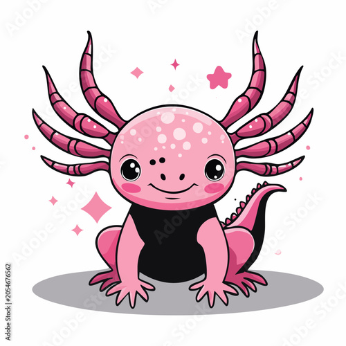 Cute Pink Axolotl Cartoon Character
