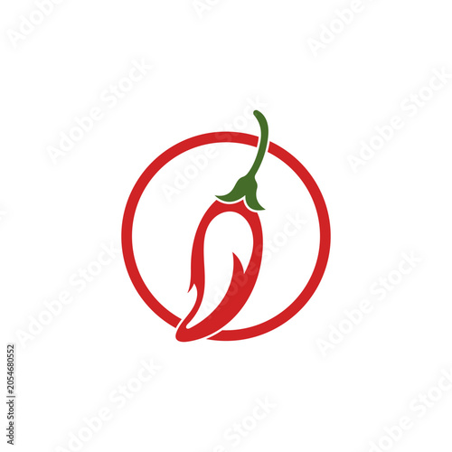 Red chili logo icon flat vector design.