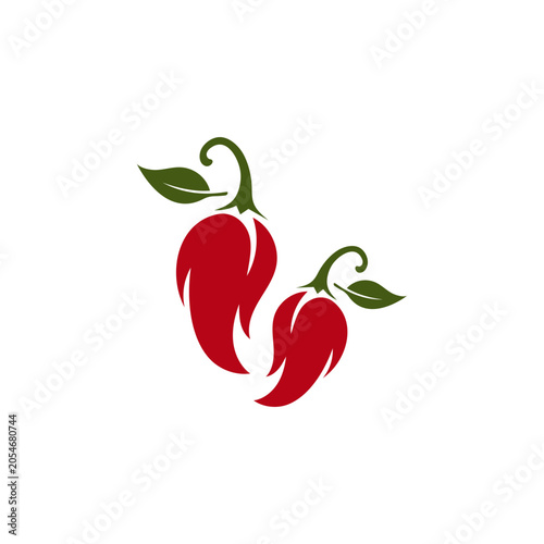 Red chili logo icon flat vector design.