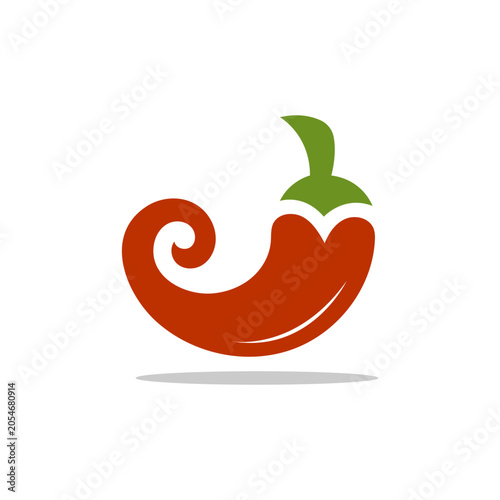 Red chili logo icon flat vector design.