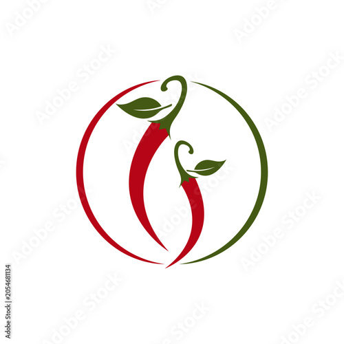 Red chili logo icon flat vector design.