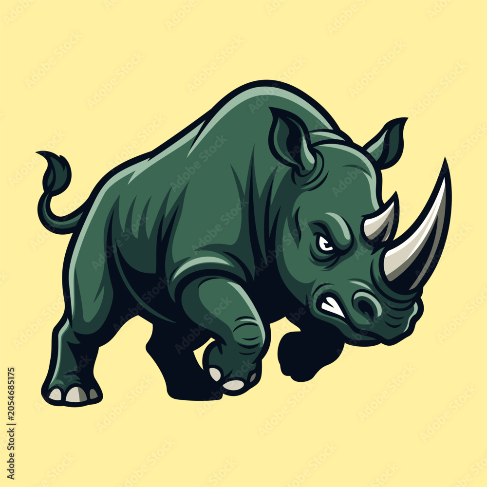 Fototapeta premium Rhino Illustration Character Vector Logo Template