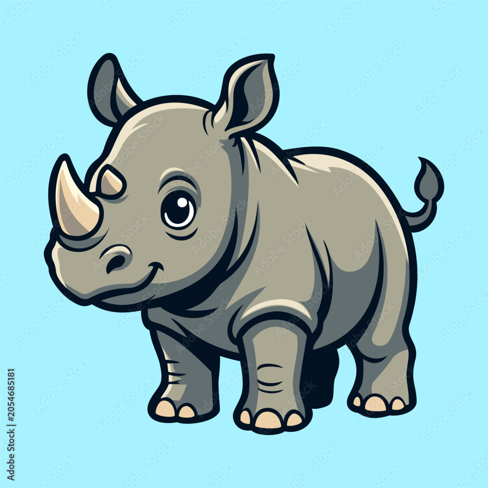 Fototapeta premium Rhino Illustration Character Vector Logo Template