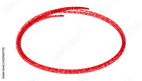 Hand drawn red marker circle texture isolated on transparent background