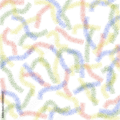 Abstract colorful wavy lines on white background, seamless pastel pattern with grainy texture, kids background