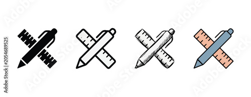 Foto Creative design tools icons featuring pencils rulers crossed over each other in