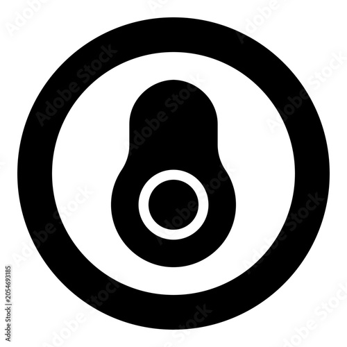 Avocado on cut icon in circle round black color vector illustration image solid outline style