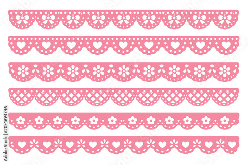 Bild auf Leinwand Ornate black lace borders set of decorative scallop and floral trims perfect for