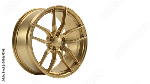 Bild auf Leinwand Gold alloy wheel with a sleek design isolated on transparent background