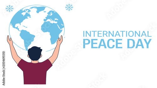 Fényképezés Person holding up a globe represents the global unity and advocacy for International Peace Day