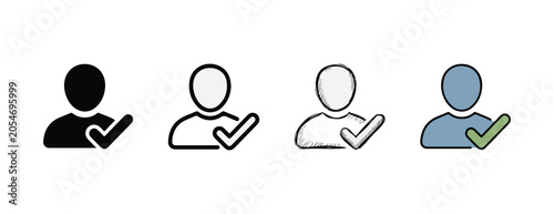 User icons set featuring various styles including solid outline sketch and colored designs isolated on transparent background