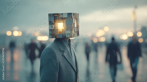 Abstract person with cube head