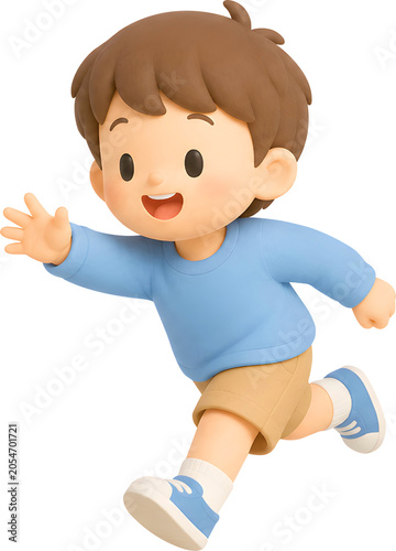 3D 달려가는 남자아이
