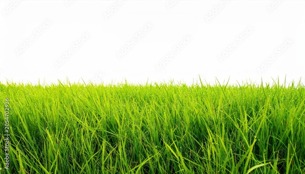 Fototapeta premium Vibrant green grass field under a clear sky, ideal for nature, landscape, or background use.