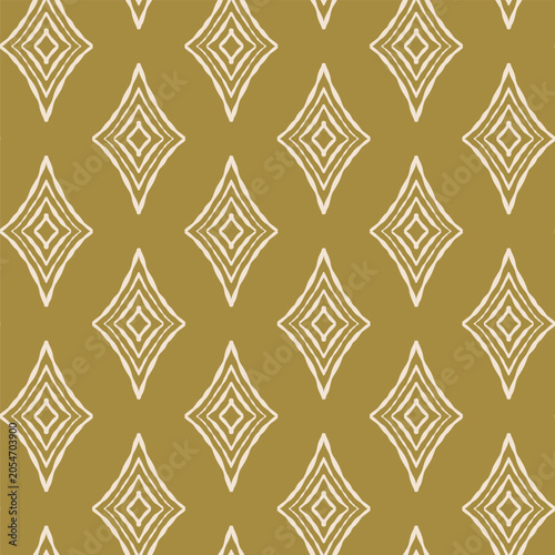 Mustard Geometric White Diamond Motif