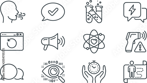 Photos Healthcare medical science and business communication line icons set for technol