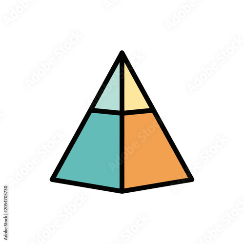 Colorful pyramid shape with sections.