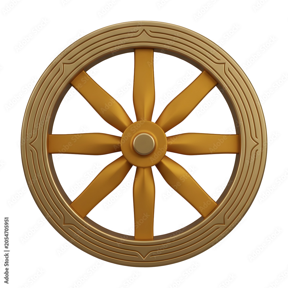 Fototapeta premium Golden Dharma Wheel Symbol