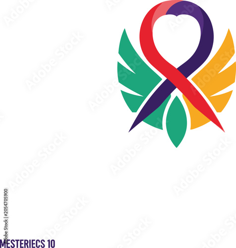 Colorful Ribbon and Wings Symbolizing Hope and Support.