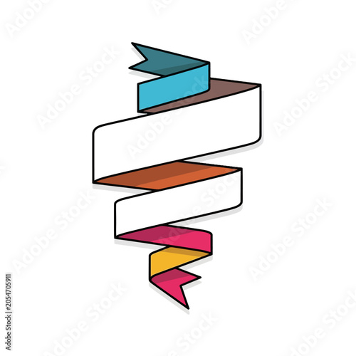 Colorful Ribbon Banner with Space for Text and Decorative Ends.