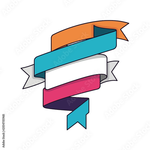 Colorful ribbons in various shapes.