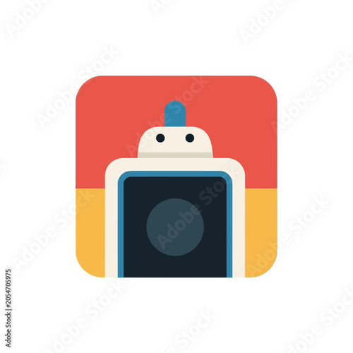 Colorful Robot Camera Icon Design.
