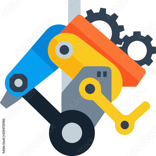 Colorful robotic arm with wrench.