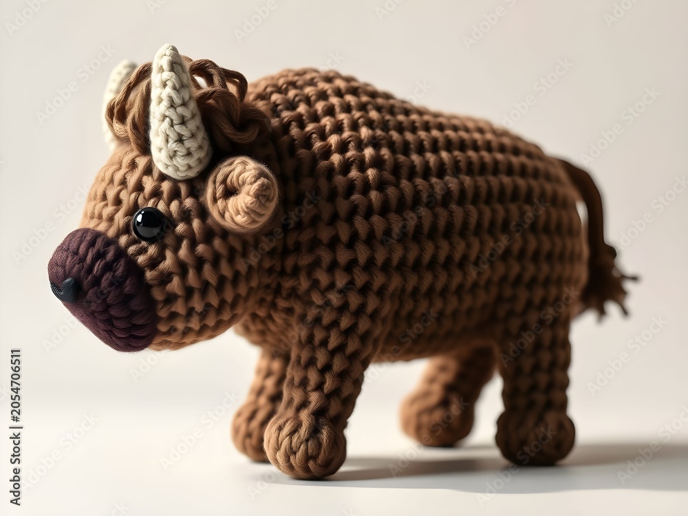 Obraz premium cute crochet amigurumi bison plush