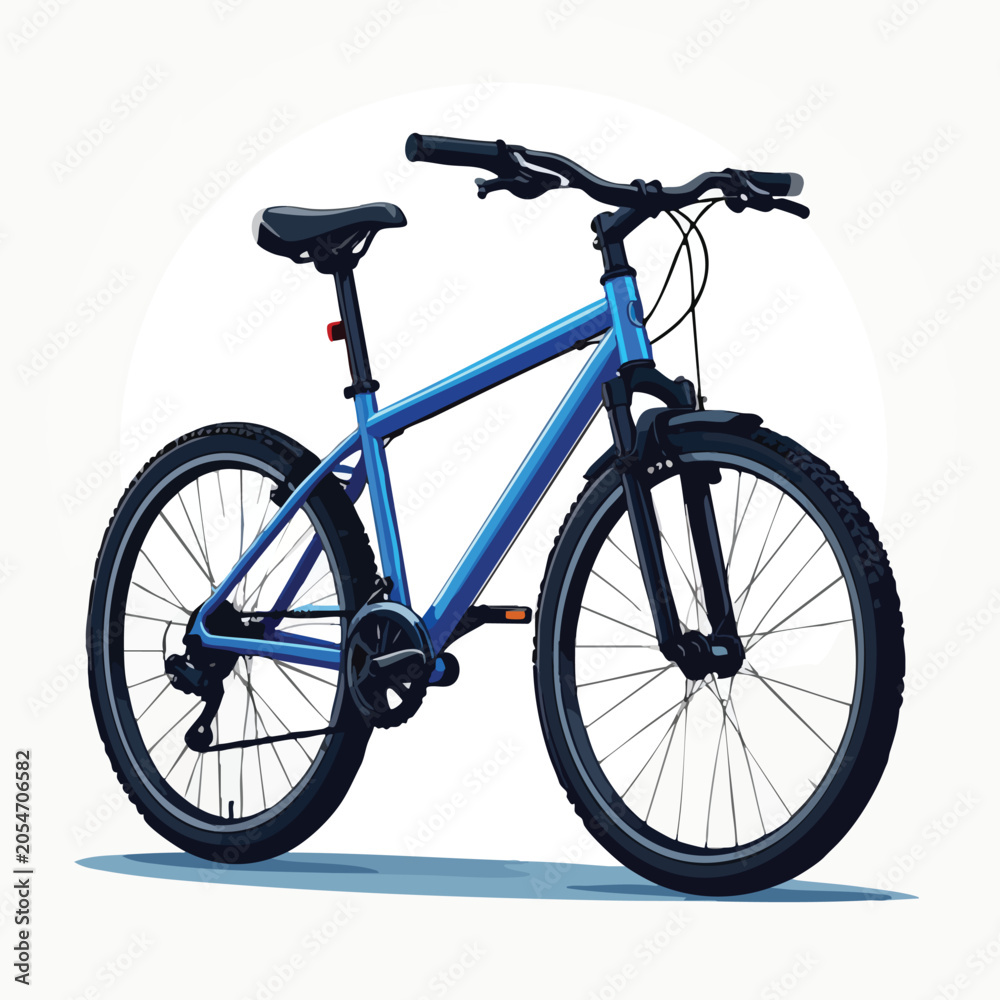 Fototapeta premium A vibrant blue mountain bike isolated on a clean white background.