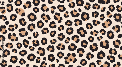 Classic leopard print seamless pattern in tan brown and black tones creates a realistic and fashionable animal skin texture for design.