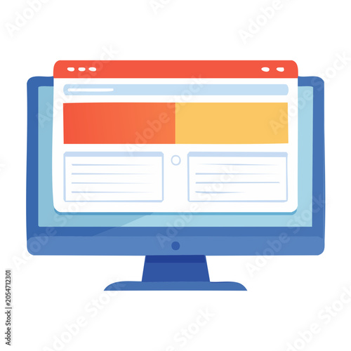 Blue laptop with open folders and files