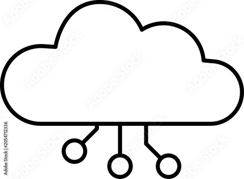 Minimal outline cloud icon representing cloud storage, cloud computing, hosting, and online services.