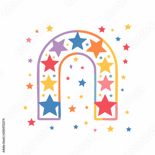 Colorful Rainbow Arch with Stars