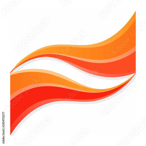 Curved orange and red ribbon vector