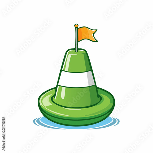 Green Buoy with Orange Flag