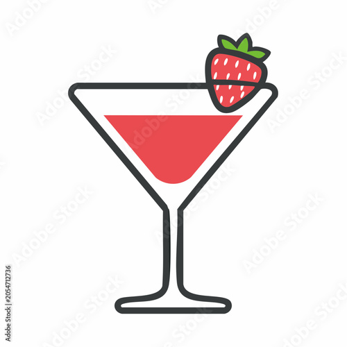Strawberry Martini Cocktail Icon