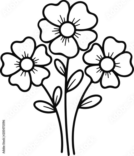 Coloring page of a bouquet of flowers coloring book for kids