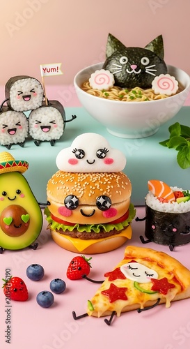 Colorful Halloween themed cupcakes and treats on table.