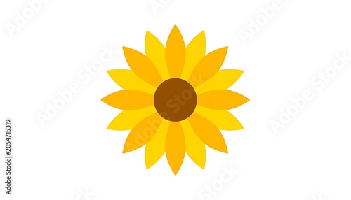 A simple graphic of a stylized sunflower with yellow petals